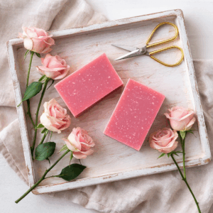 Blushed Silk Soap Bars on a whitewashed tray
