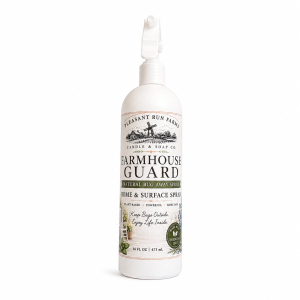 Farmhouse Guard Natural Bug Away Spray — plant-based home and surface spray (not for skin) with watercolor botanicals, by Pleasant Run Farms Candle & Soap Co., 16 fl oz