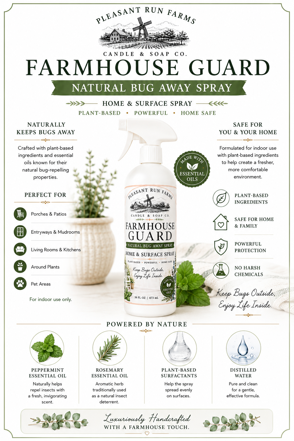 Farmhouse Guard Natural Bug Away Home Spray | Plant-Based Room & Surface Spray – 16 oz - Image 15
